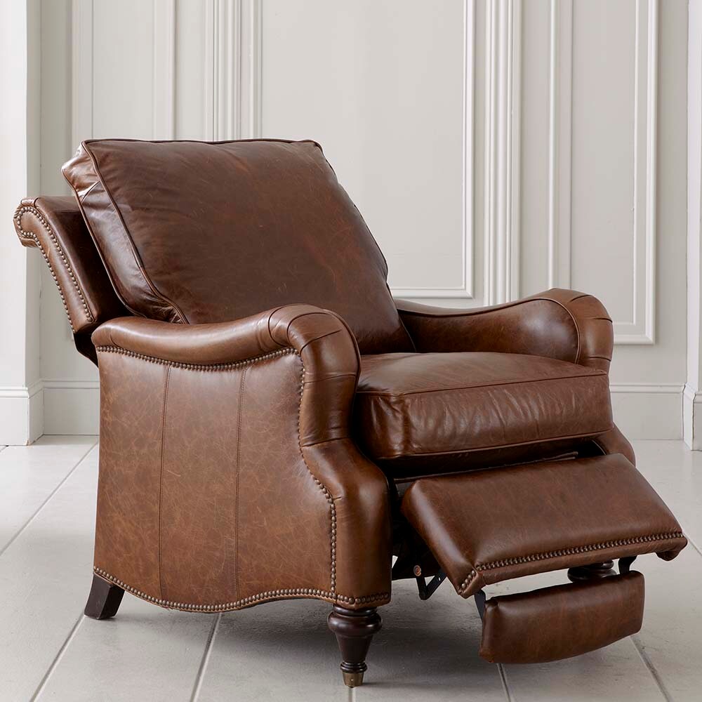 Oxford Leather Recliner 35443RL by Bassett at Turner Furniture