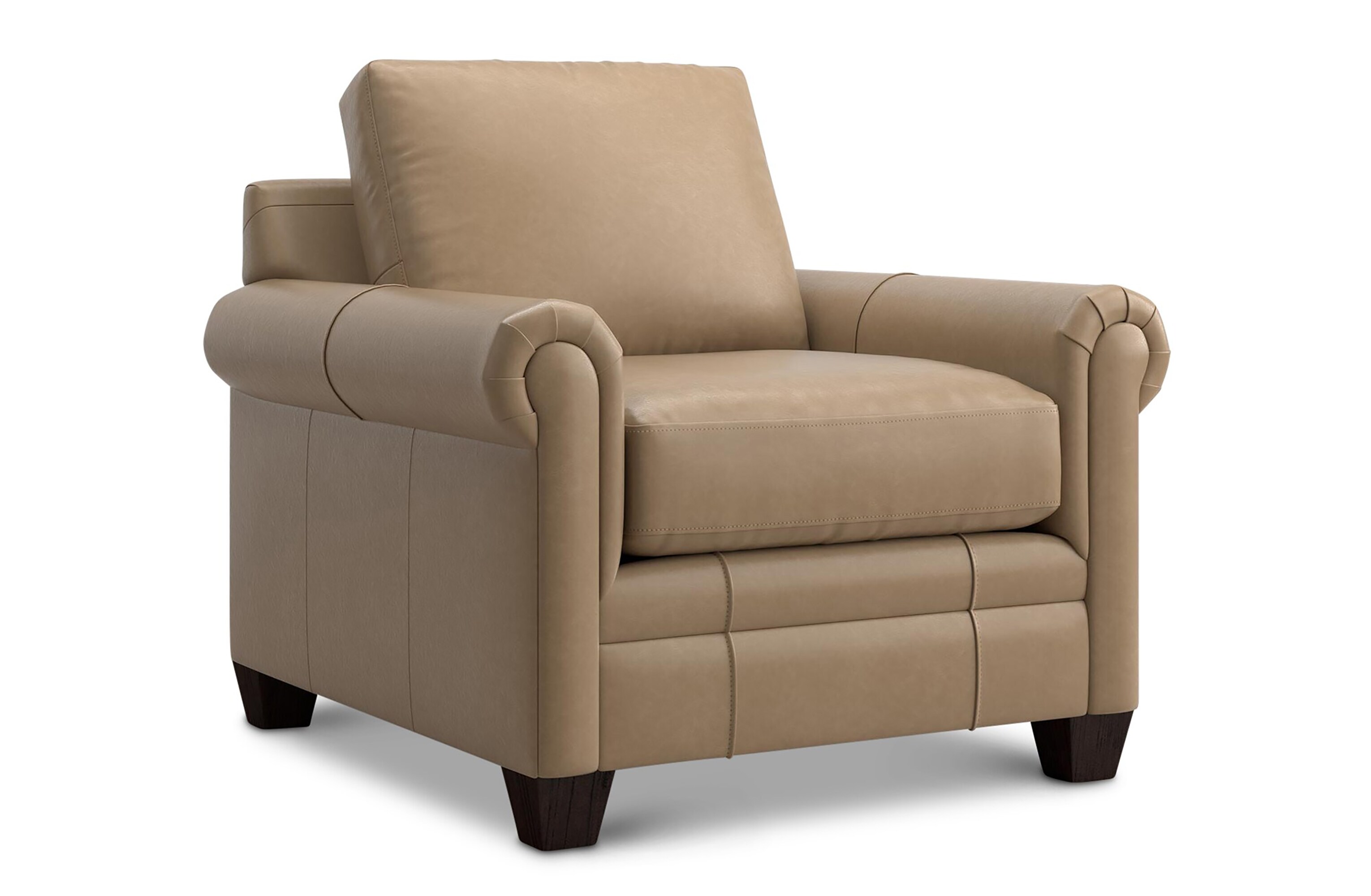 Carolina Leather Panel Arm Chair 388712L by Bassett at Sylvan Furniture