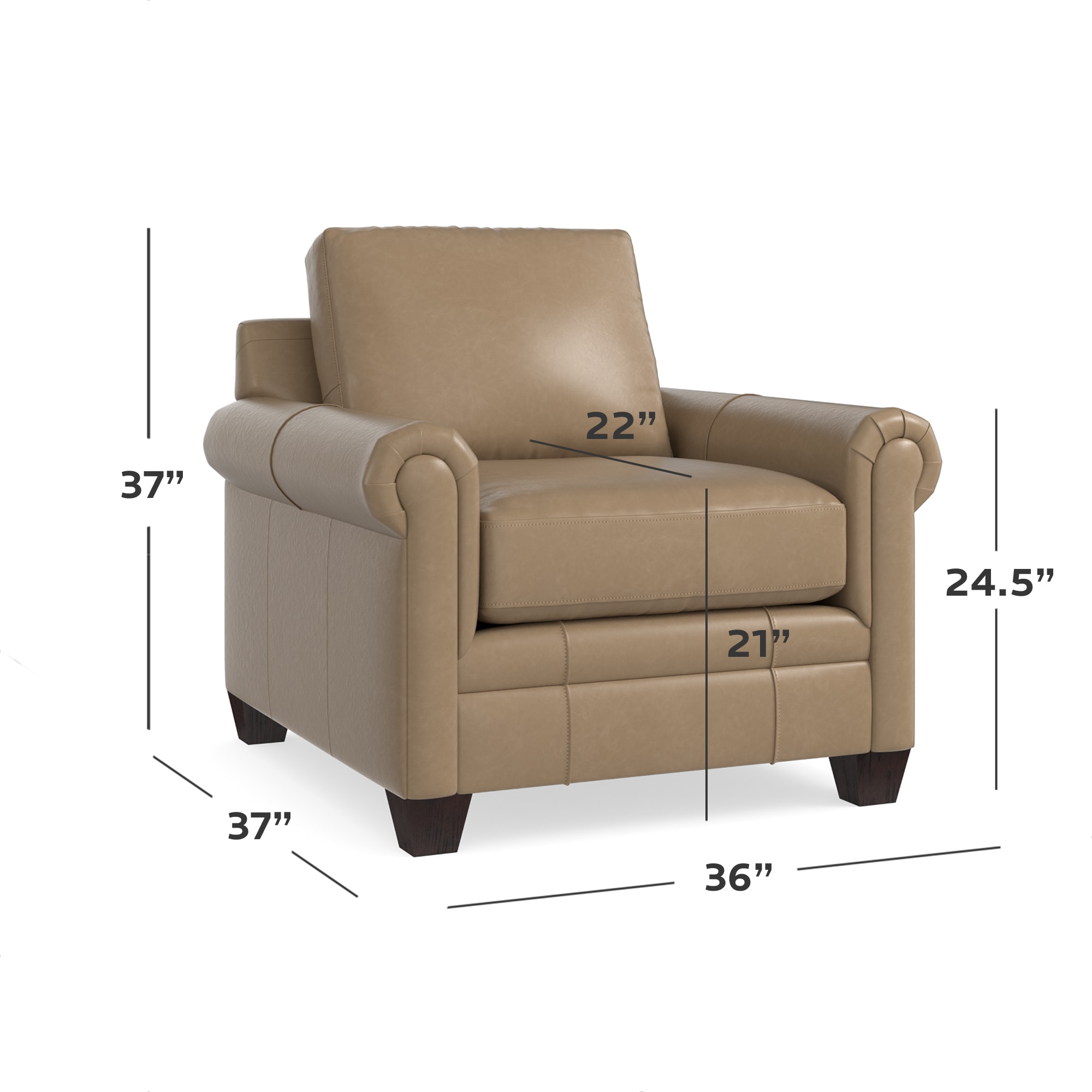 Carolina Leather Panel Arm Chair 388712L by Bassett at Sylvan Furniture
