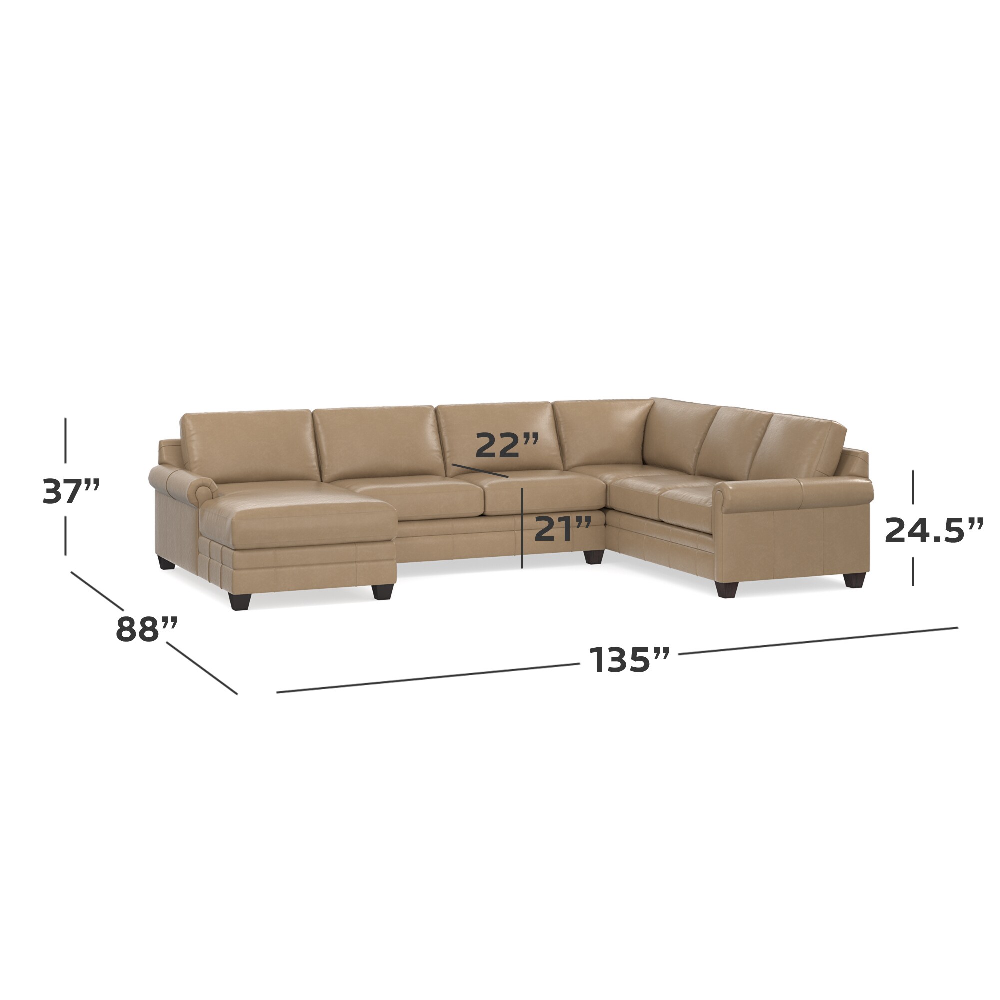 Carolina Leather Panel Arm UShaped Sectional 3887USECTLR by Bassett