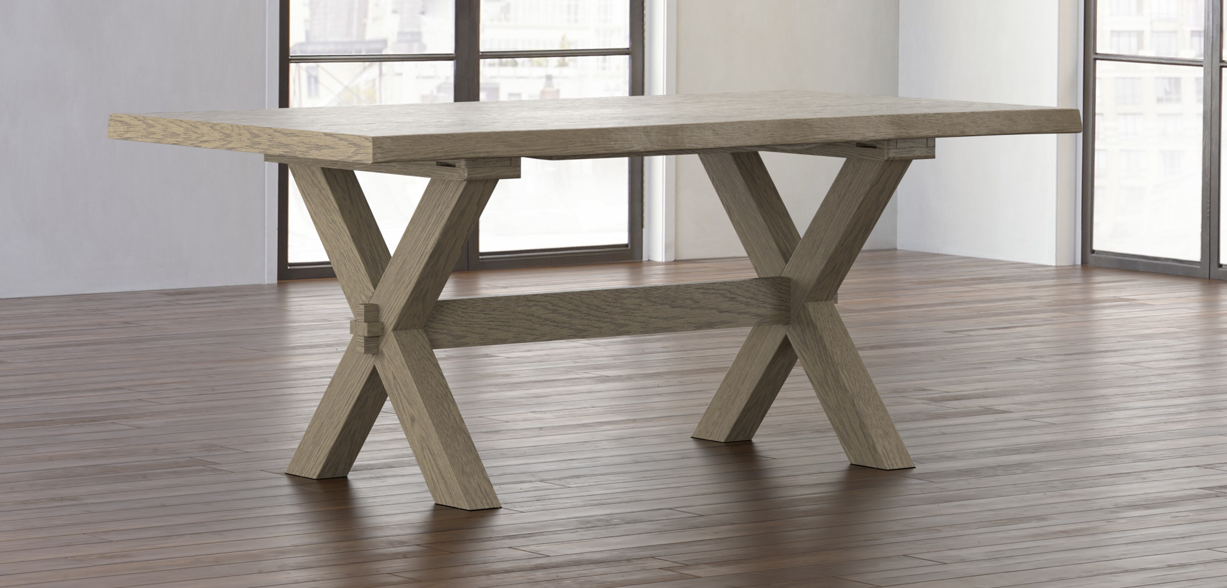 Benchmade Crossbuck Oak Live Edge Dining Table 41217242XLE at Designer