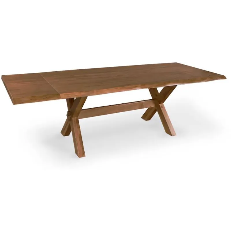 Crossbuck Live Edge Dining Table with Extendable Leaves