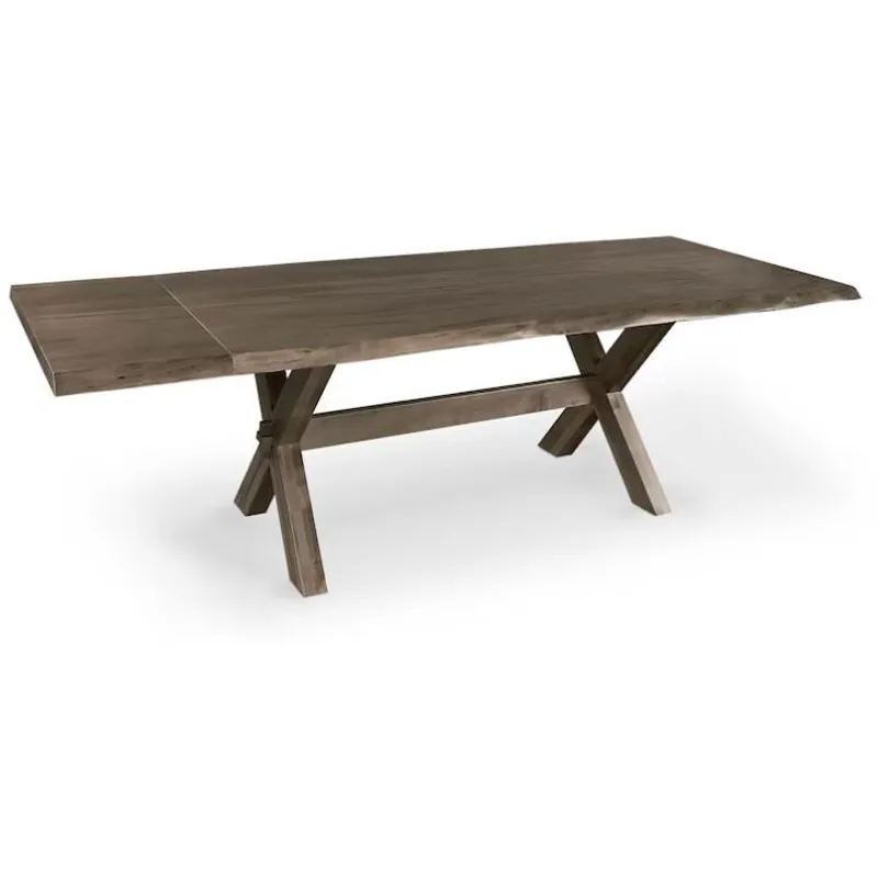 Crossbuck Live Edge Dining Table with Extendable Leaves