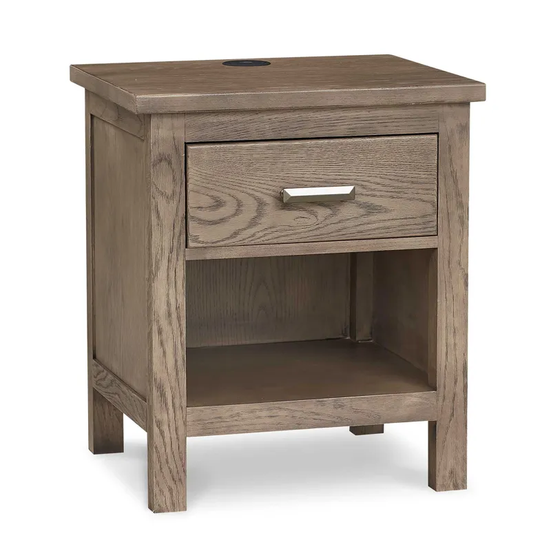 Benchmade Abingdon Oak Bedside Table w/Charger