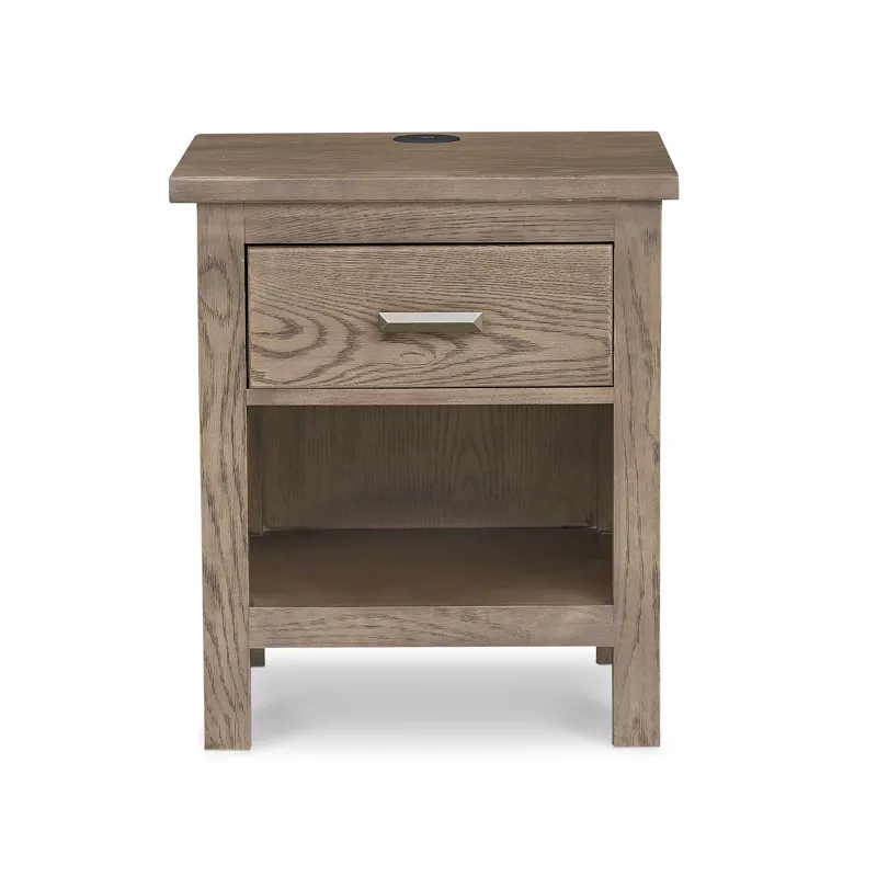 Benchmade Abingdon Oak Bedside Table w/Charger