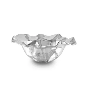 LARGE SILVER RUFFLED BOWL