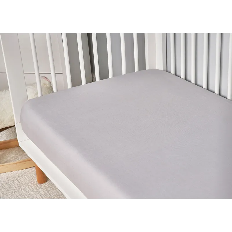 Hyper-Linen Performance Crib Sheet-Light Grey