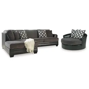 Kumasi 2-Piece Sectional with Chaise and Swivel Accent Chair