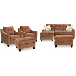Amity Bay Sofa Chaise Sleeper, 2 Chairs and 2 Ottomans