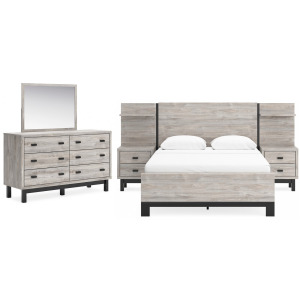Vessalli Queen Panel Bed with Extensions, Dresser, & Mirror