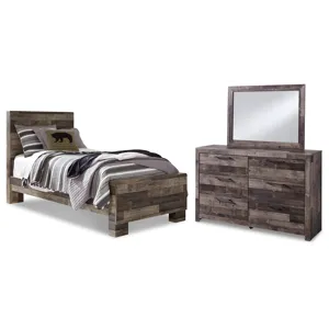 Derekson Twin Panel Bed, Dresser and Mirror