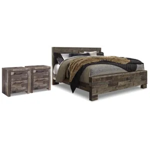 Derekson King Panel Bed and 2 Nightstands