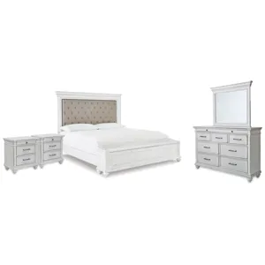 Kanwyn King Panel Bed, Dresser, Mirror and 2 Nightstands