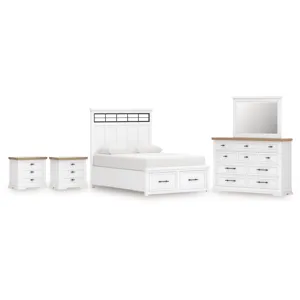 Ashbryn King Panel Bed, Dresser, Mirror and 2 Nightstands