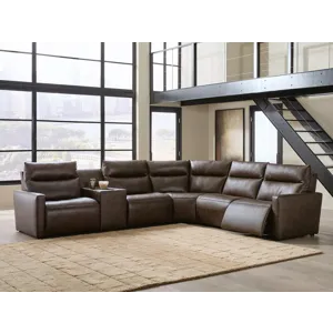 ModZ 6-Piece Power Reclining Sectional with Audio Console