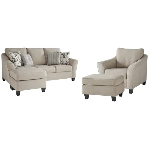 Abney Sofa Chaise, Chair, and Ottoman