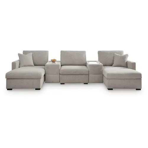 ModMax Luxe 5-Piece Double Chaise Sectional with Storage Consoles