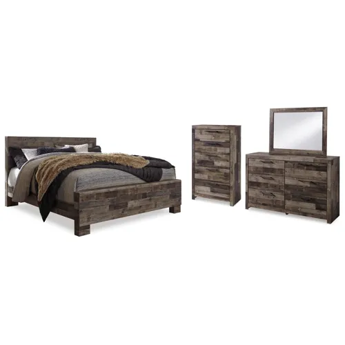 Derekson King Panel Bed, Dresser, Mirror and Chest