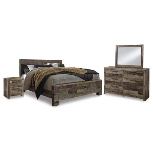 Derekson King Panel Bed, Dresser, Mirror and Nightstand