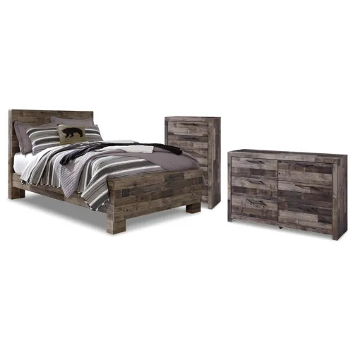 Derekson Full Panel Bed, Dresser and Chest