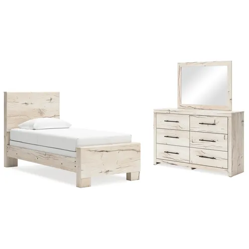 Lawroy Twin Panel Bed, Dresser and Mirror