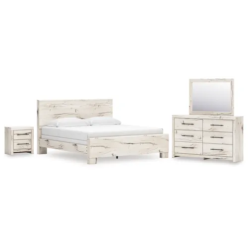 Lawroy King Panel Bed, Dresser, Mirror and Nightstand