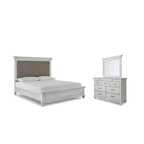 Kanwyn Queen Bed with Mirrored Dresser