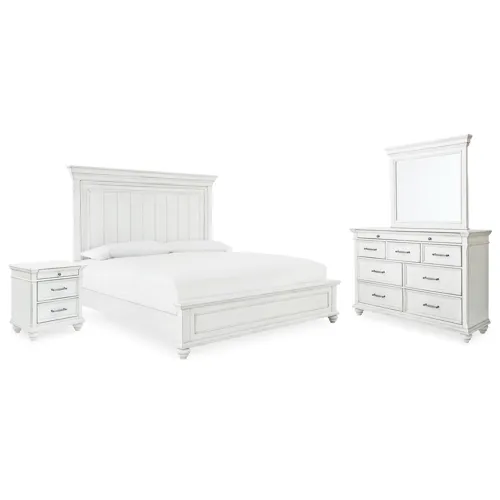 Kanwyn King Panel Bed, Dresser, Mirror and Nightstand