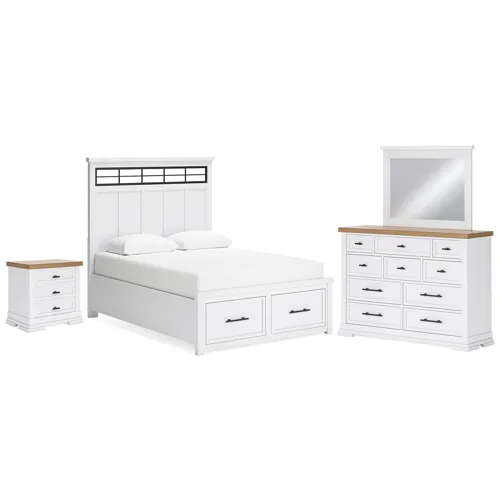 Ashbryn Queen Storage Bed, Dresser, Mirror and Nightstand