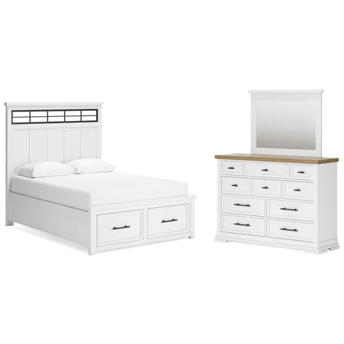 Ashbryn Queen Panel Storage Bed, Dresser and Mirror