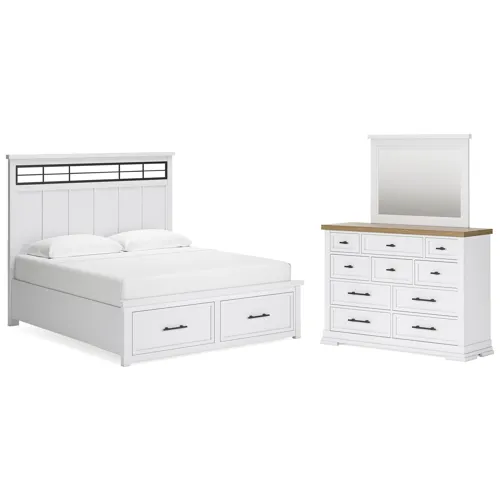 Ashbryn King Panel Storage Bed, Dresser and Mirror