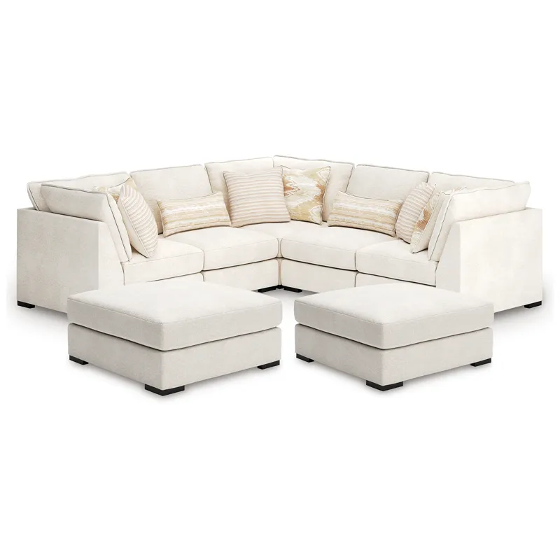 Donelson Creek 5-Piece Sectional and 2 Oversized Ottomans