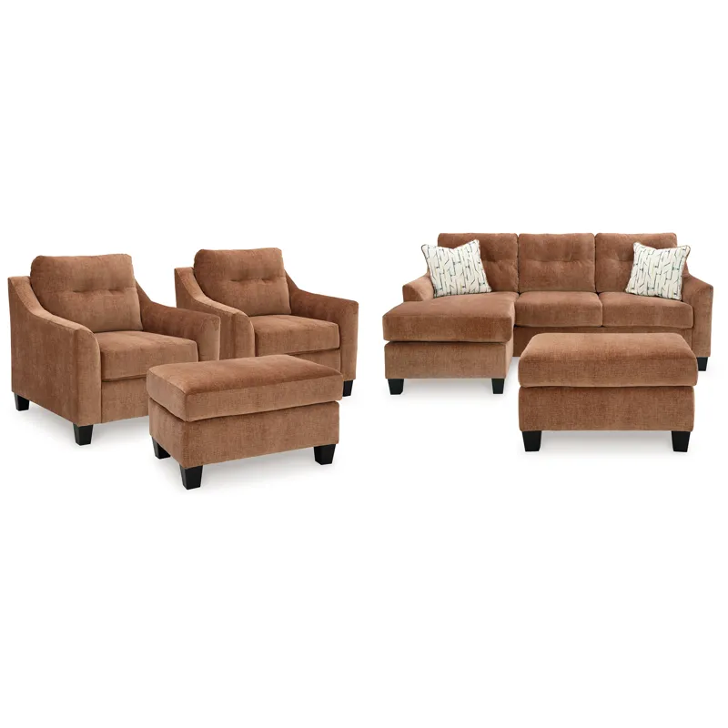 Amity Bay Sofa Chaise Sleeper, 2 Chairs and 2 Ottomans
