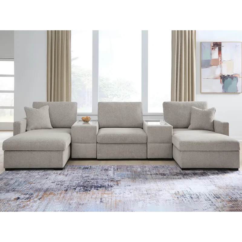 ModMax Luxe 5-Piece Double Chaise Sectional with Storage Consoles