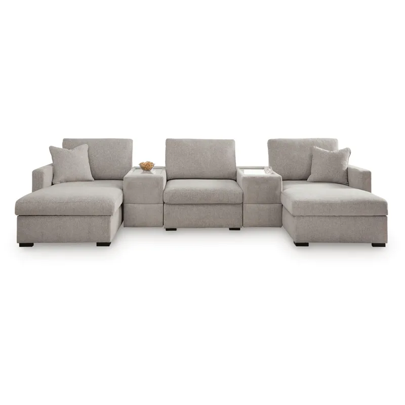 ModMax Luxe 5-Piece Double Chaise Sectional with Storage Consoles