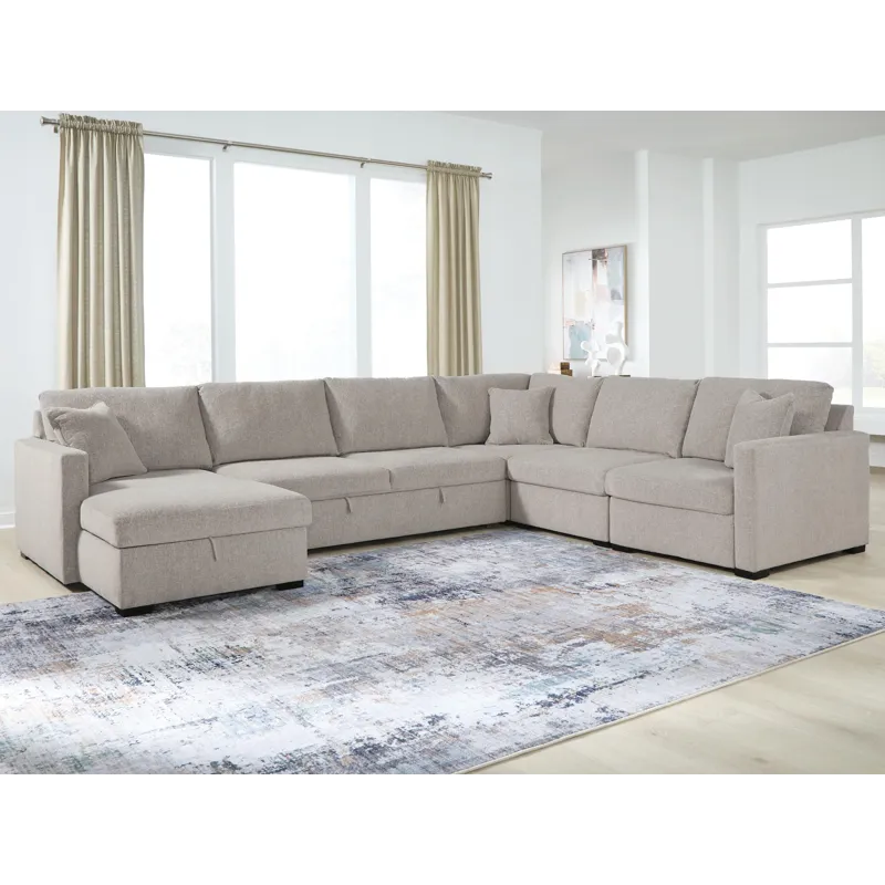 ModMax Luxe 5-Piece Sectional with Storage Chaise and Pop Up Sleeper