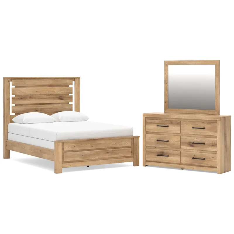 Brozmont Queen Panel Bed, Dresser and Mirror