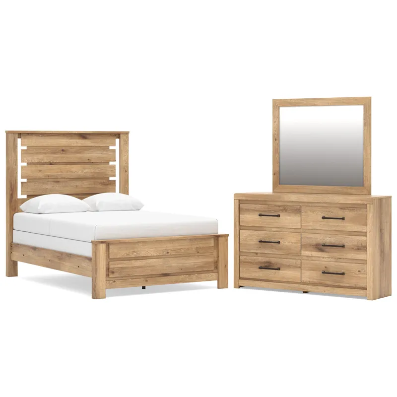 Brozmont Full Panel Bed, Dresser and Mirror