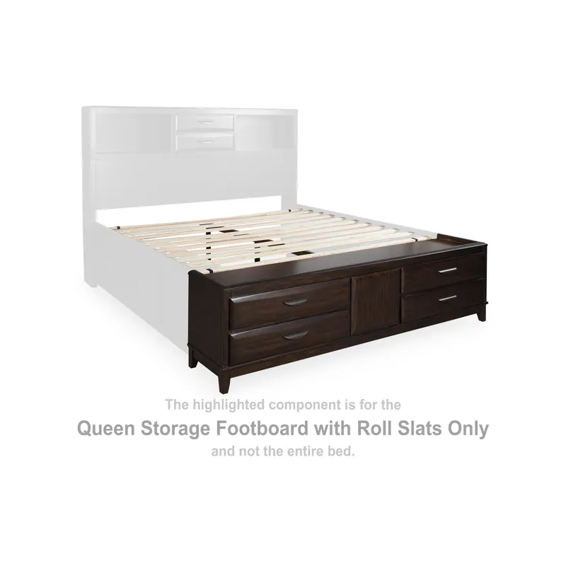 Vanmore Queen Storage Footboard with Roll Slats