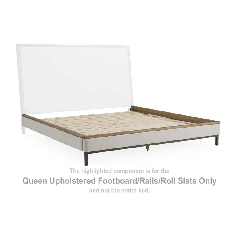 Tomtyn Queen Upholstered Footboard/Rails/Roll Slats