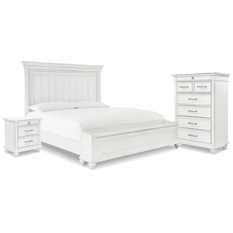 Kanwyn King Panel Storage Bed, Chest and Nightstand