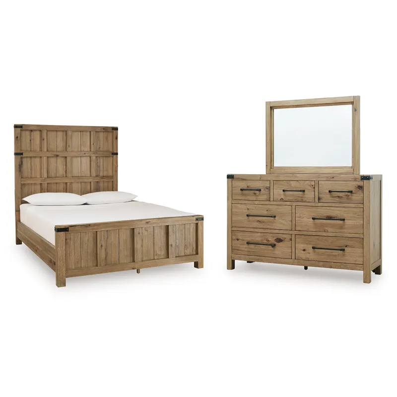 Ridgester Queen Panel Bed, Dresser and Mirror