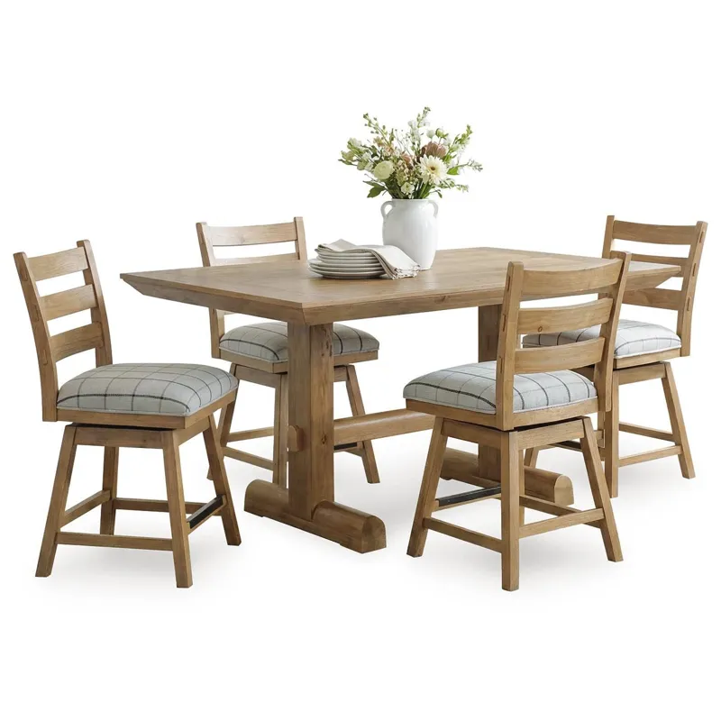 Ridgester Counter Height Dining Table and 4 Barstools