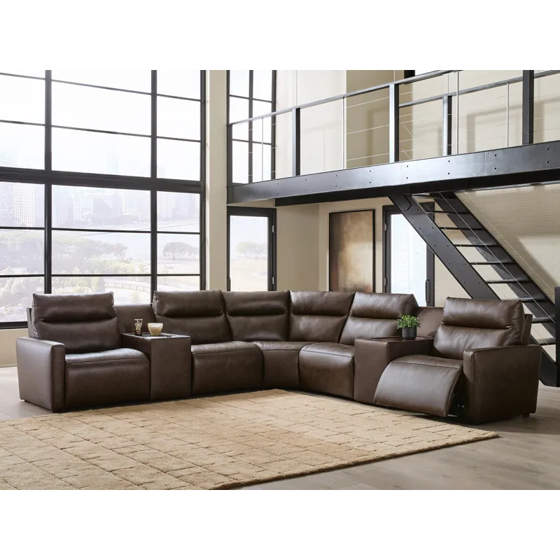 ModZ 7-Piece Power Reclining Sectional with Audio Consoles