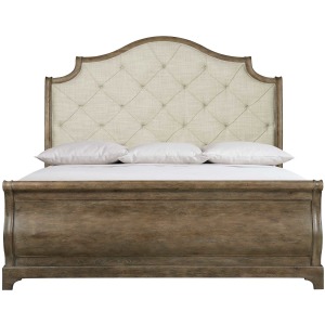 Rustic Patina Upholstered Sleigh Bed