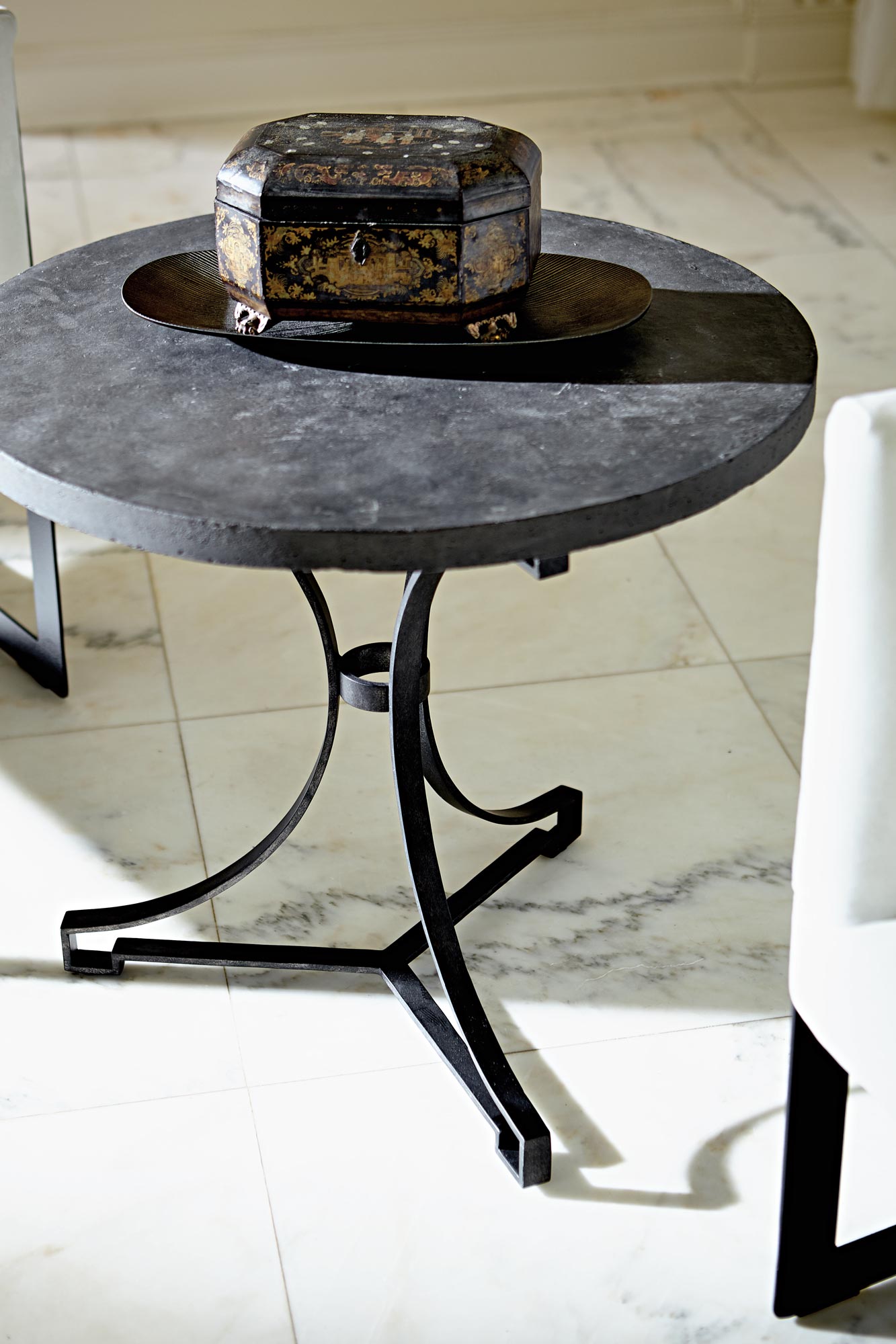 Round Metal Side Table 397123 by Bernhardt Furniture at Wright