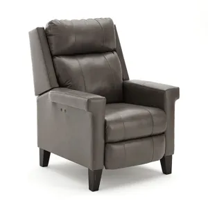 Prima Leather/Vinyl Power Tilt Headrest High Leg Recliner - Honey Birch