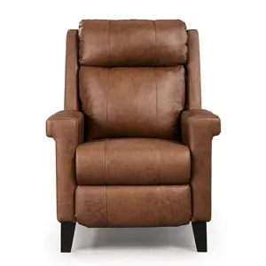 Prima Leather/Vinyl Power Tilt Headrest High Leg Recliner - Honey Birch