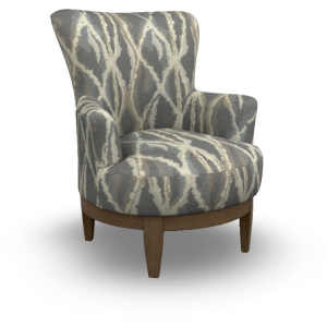 Justine Fabric Swivel Chair - Dark Walnut