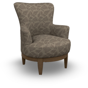 Justine Fabric Swivel Chair - Dark Walnut